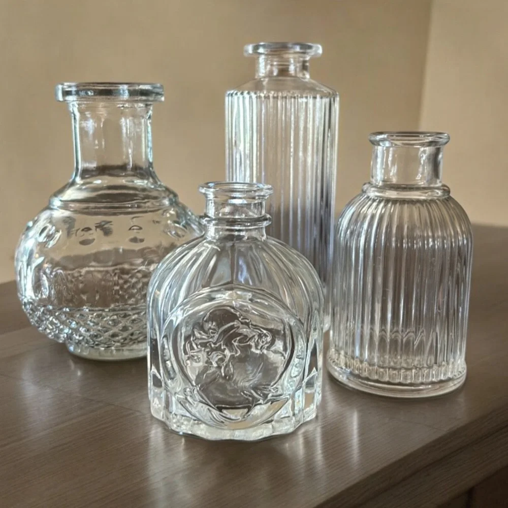 Glass Vases Vintage Style Set of 4 NEW